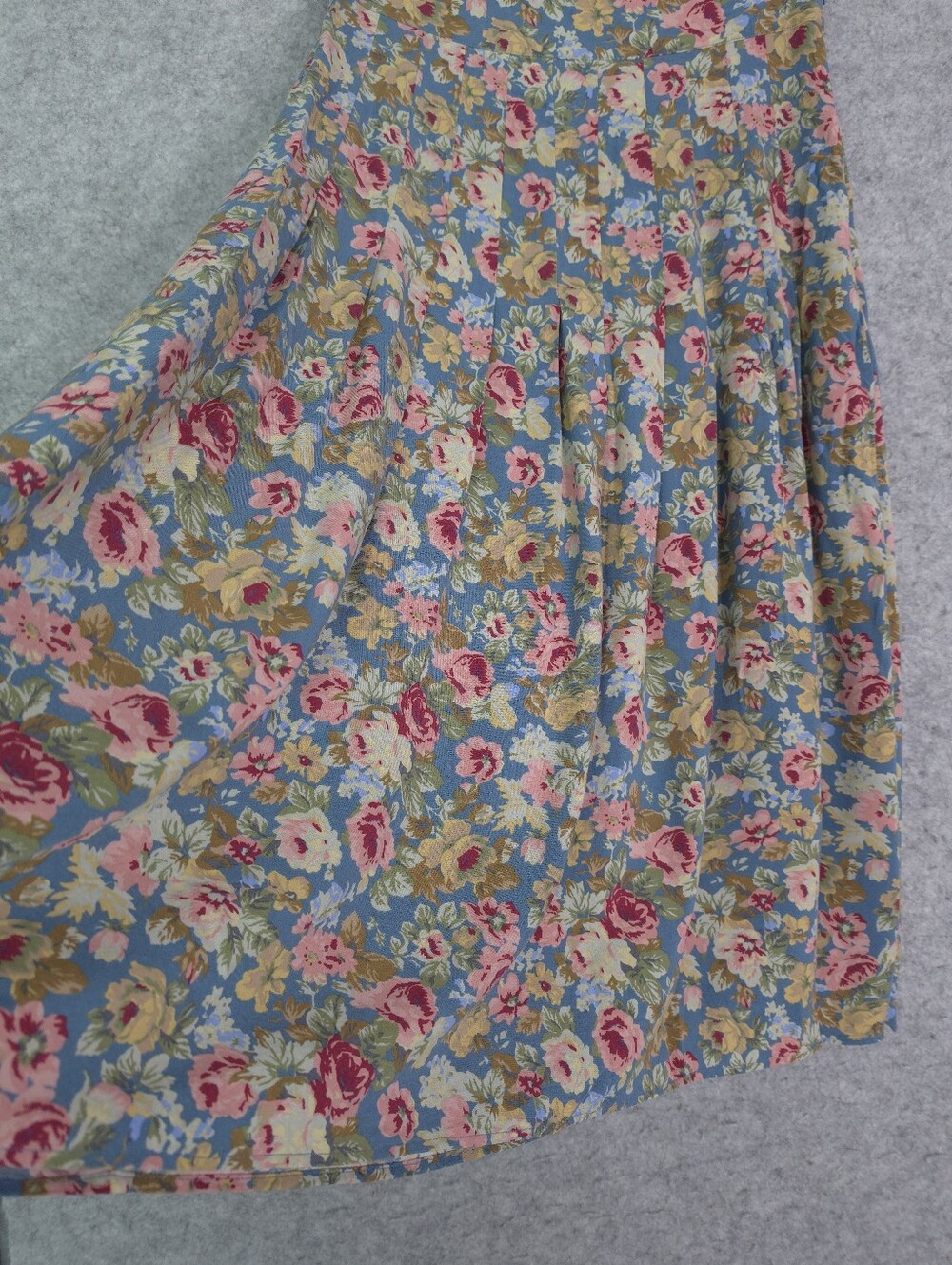 Sézane Jade Blue Floral Pleated Midi Skirt Viscose Size 36 / 4 - Picture 4 of 10